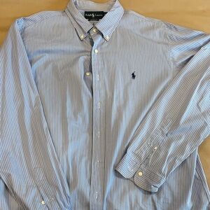 Ralph Lauren Men's Light Blue Pinstripe Dress Shirt